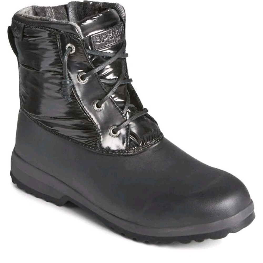 Sperry Shiny Black Winter Boots 3M Thinsulate Size 11